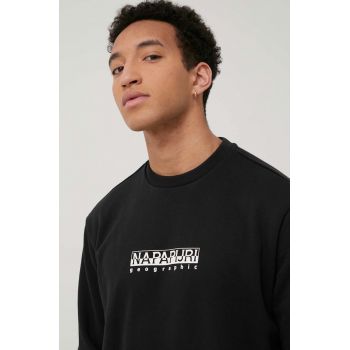 Napapijri bluză bărbați, culoarea negru, cu imprimeu NP0A4GBF0411-001 de firma original