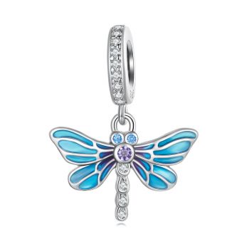 Talisman din argint Blue Shine Dragonfly