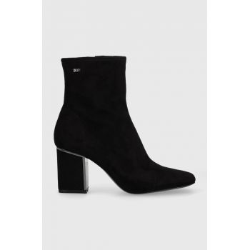 Dkny botine K3251104 femei, culoarea negru, cu toc drept, Cavale