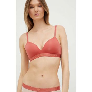 Emporio Armani Underwear sutien culoarea rosu, neted ieftin