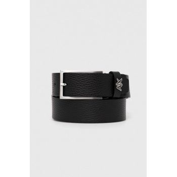 Armani Exchange curea de piele barbati, culoarea negru