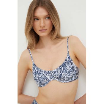 Abercrombie & Fitch sutien de baie culoarea albastru marin, cupa moale