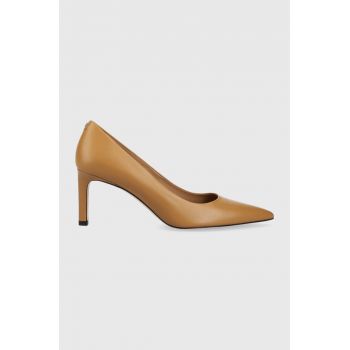 BOSS stilettos de piele Janet Pump 70-N_N culoarea maro, 50498836