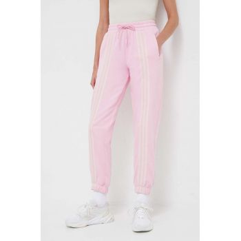 adidas Originals pantaloni de trening din bumbac culoarea roz, cu imprimeu