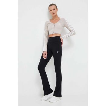 adidas Originals pantaloni femei, culoarea negru, evazați, high waist II8056