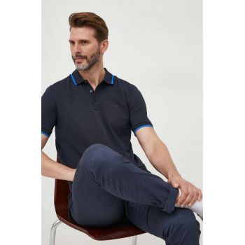 BOSS polo de bumbac culoarea bleumarin, uni 50494697 ieftin