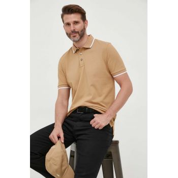 BOSS polo de bumbac culoarea bej, uni 50494697