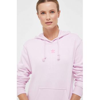 adidas Originals hanorac de bumbac femei, culoarea violet, cu glugă, neted