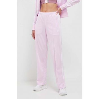 adidas Originals pantaloni de trening culoarea roz, cu imprimeu