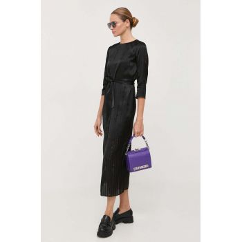 Armani Exchange rochie culoarea negru, midi, drept