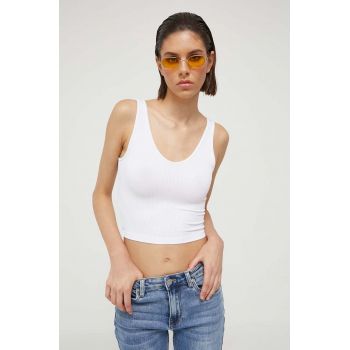 Hollister Co. top femei, culoarea alb