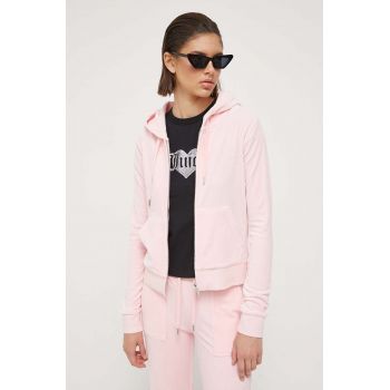 Juicy Couture bluza Robertson femei, culoarea roz, cu glugă, neted