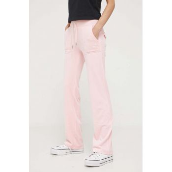 Juicy Couture pantaloni de trening Del Ray culoarea roz, neted