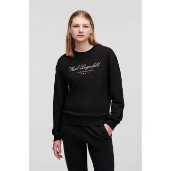 Karl Lagerfeld hanorac de bumbac femei, culoarea negru, cu imprimeu