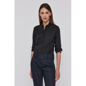 Mos Mosh Cămașă 131700 femei, culoarea negru, cu guler clasic, slim