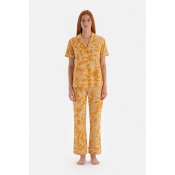 Pijama lunga cu imprimeu paisley