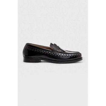 AllSaints mocasini de piele SAMMY barbati, culoarea negru, MZ611Y