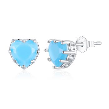 Cercei din argint Blue Matte Crystal Heart