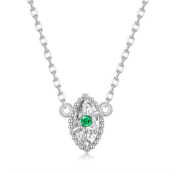 Colier reglabil din argint Small Green Crystal