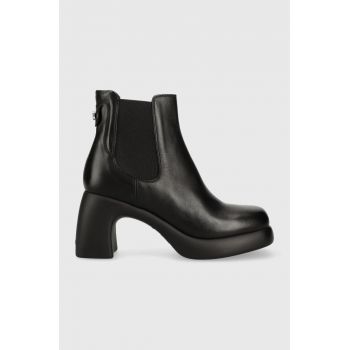 Karl Lagerfeld ghete chelsea de piele ASTRAGON femei, culoarea negru, cu toc drept, KL33840