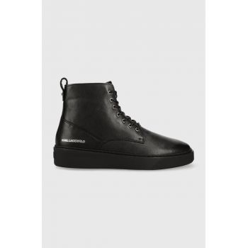 Karl Lagerfeld ghete de piele FLINT barbati, culoarea negru, KL53350