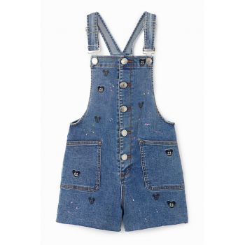 Salopeta de denim cu broderii