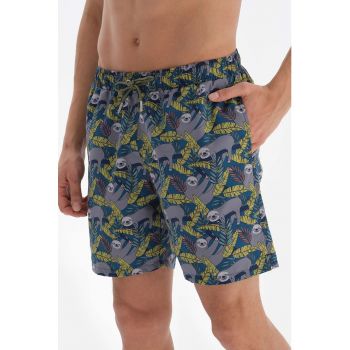 Pantaloni scurti de baie cu model si buzunare