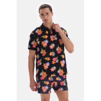 Tricou polo cu model floral