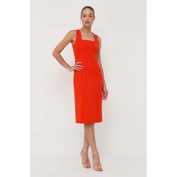 BOSS rochie culoarea portocaliu, midi, drept