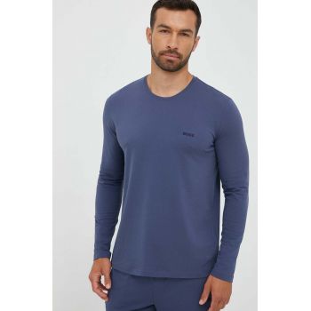 BOSS longsleeve lounge culoarea gri, neted