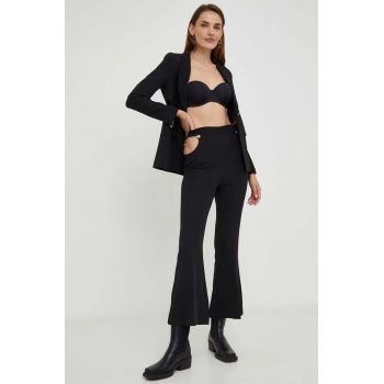 Answear Lab pantaloni femei, culoarea negru, evazati, high waist