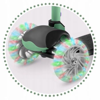 Trotineta cu roti cu led Ricokids Loco verde cu negru