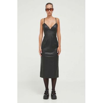 HUGO rochie culoarea negru, midi, mulata