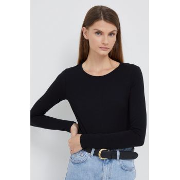 United Colors of Benetton longsleeve femei, culoarea negru