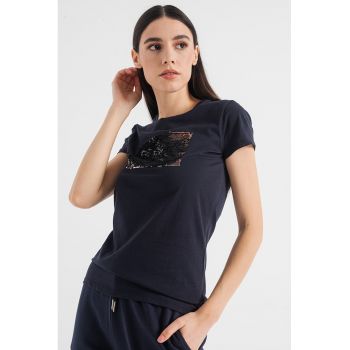 Tricou slim fit cu paiete reversibile