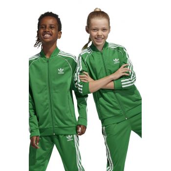 adidas Originals bluza copii culoarea verde, cu imprimeu