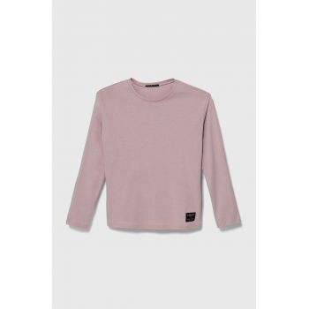 Sisley longsleeve din bumbac pentru copii culoarea roz