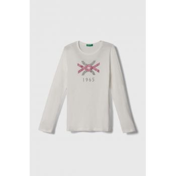 United Colors of Benetton longsleeve copii culoarea bej