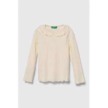 United Colors of Benetton longsleeve copii culoarea bej