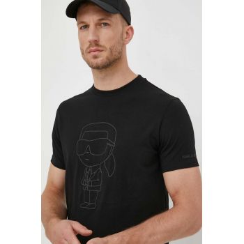 Karl Lagerfeld tricou din bumbac culoarea negru, cu imprimeu