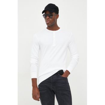 Lindbergh longsleeve din bumbac culoarea alb, neted