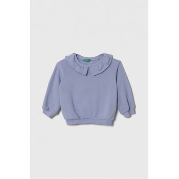 United Colors of Benetton hanorac de bumbac pentru copii culoarea violet, neted