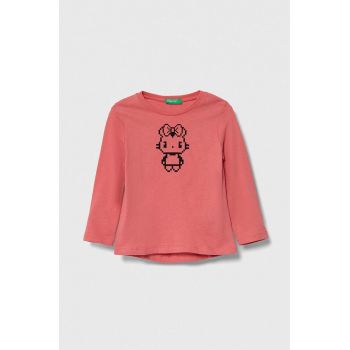 United Colors of Benetton longsleeve din bumbac pentru copii culoarea violet