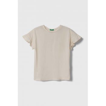 United Colors of Benetton tricou de bumbac pentru copii culoarea bej