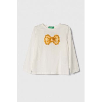 United Colors of Benetton longsleeve din bumbac pentru copii culoarea alb