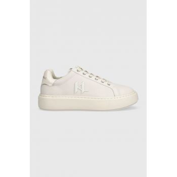 Karl Lagerfeld sneakers din piele MAXI KUP culoarea bej, KL62217