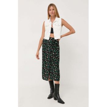 Marc O'Polo fusta DENIM culoarea negru, midi, evazati