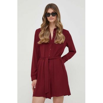 Pepe Jeans rochie Gissa culoarea bordo, mini, drept