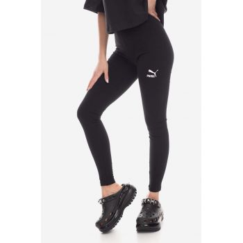 Puma colanți Classics femei, culoarea negru, cu imprimeu