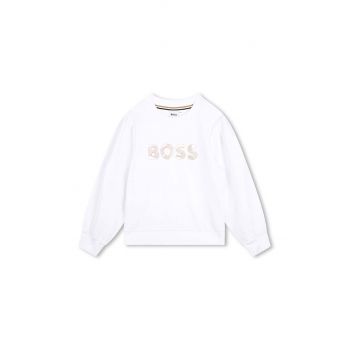 BOSS bluza copii culoarea alb, cu imprimeu